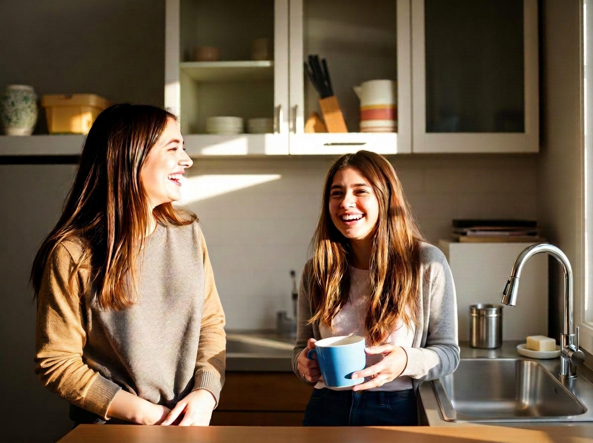 Students in the shared kitchen of a furnished student apartment listed on Jump In